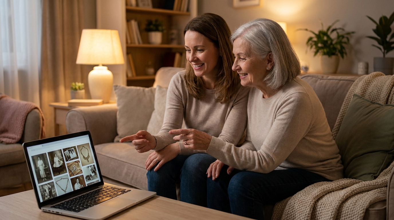 Family reviewing a digital estate inventory online